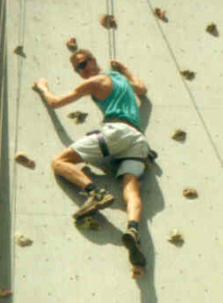 Me Climbing on the Rock Climbing wall at Camp Nakamun!